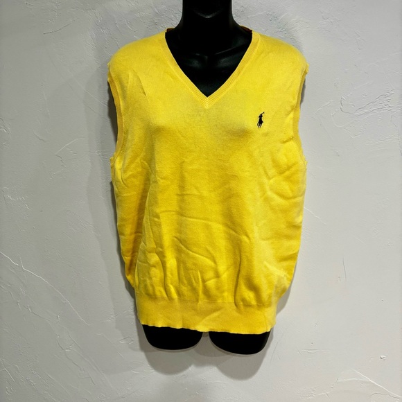 POLO Ralph Lauren V-Neck Sweater Cotton Yellow Size Small - Picture 1 of 5